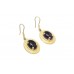 Dangle Earrings 925 Sterling Silver Gold Plated Natural Amethyst Stone P594